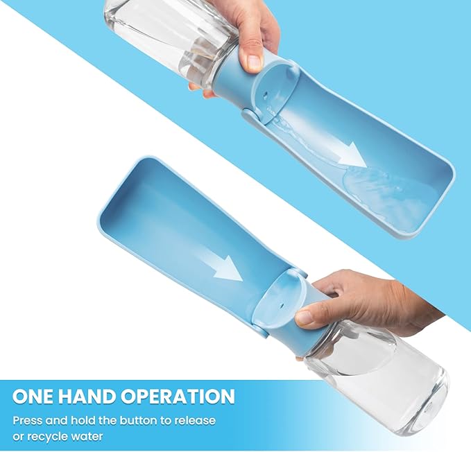 Portable Dog Water Bottle, Foldable Dog Water Bottle Leak Proof Dispenser for Puppy Small Medium Large Dogs, Pet Drink Cup for Walking Hiking Traveling(SkyBlue,19oz)