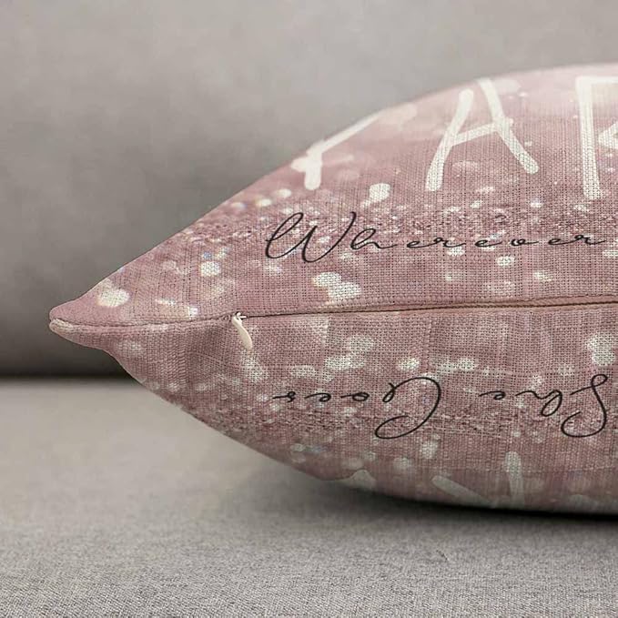 TKS MITLAN Sparkle Pillow Covers 12x20 Inch Glitter Pink She Leaves A Little Sparkle Wherever She Goes Decorative Throw Pillow Covers Cushion Case for Home Sofa Couch Decoration