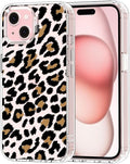 MOSNOVO Case for iPhone 15, [Buffertech 6.6ft Military-Grade Drop Protection] [Anti Peel Off Tech] Clear TPU Bumper Phone Case Cover Design - Leopard Print