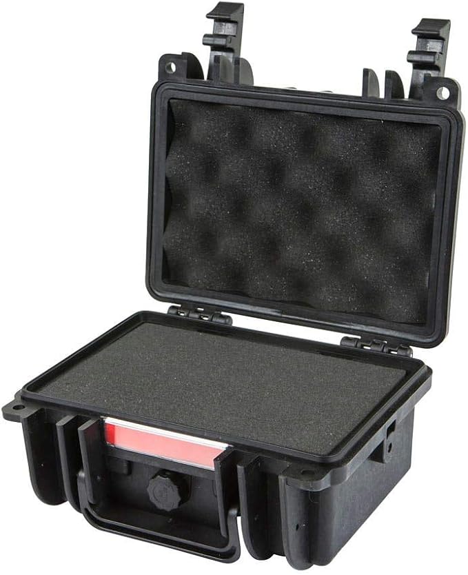 Monoprice Weatherproof / Shockproof Hard Case - Black IP67 level dust and water protection up to 1 meter depth with Customizable Foam, Black, 8.5" x 7.1" x 4"