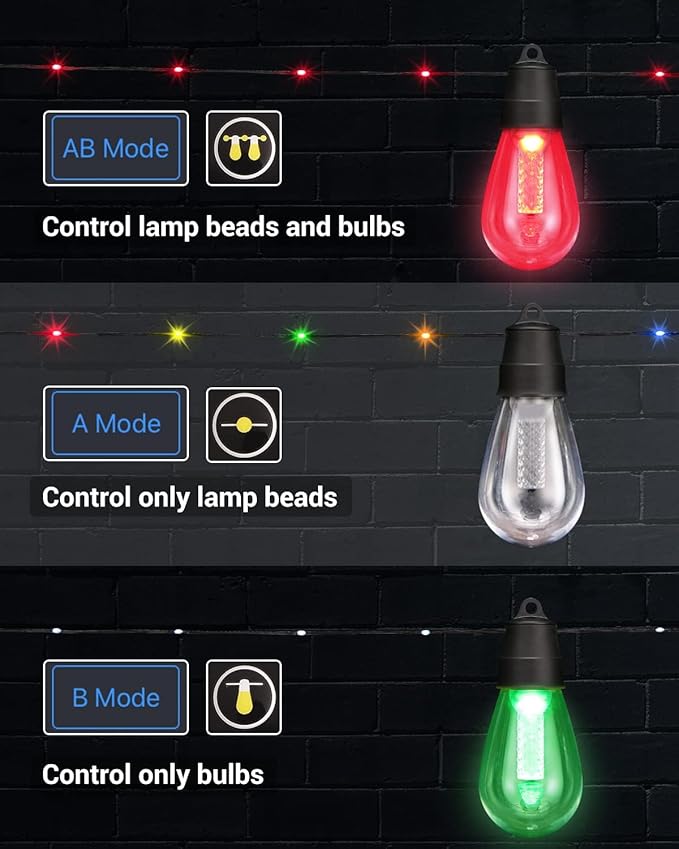Lightdot 96FT Outdoor RGB String Lights, Dimmable Color Changing Waterproof LED Patio Lights with Remote Control,Commercial Grade Hanging Light for Patio Cafe Bistro Backyard- ETL Listed