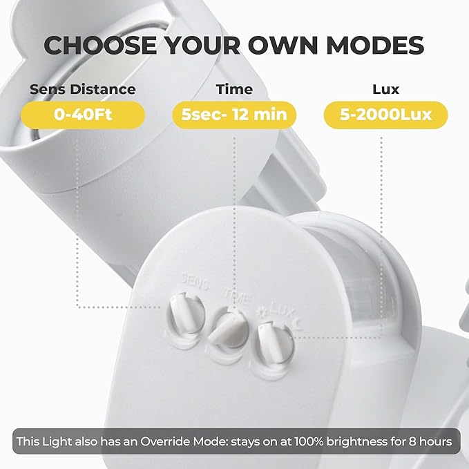 LED Motion Sensor Outdoor Lights, 34W 3500LM 5000K Daylight, IP65 Waterproof, Dusk to Dawn Flood Light, 2 Head Motion Lights for House, Security Lights for Outside, Garage, Yard (White, 1 Pack)