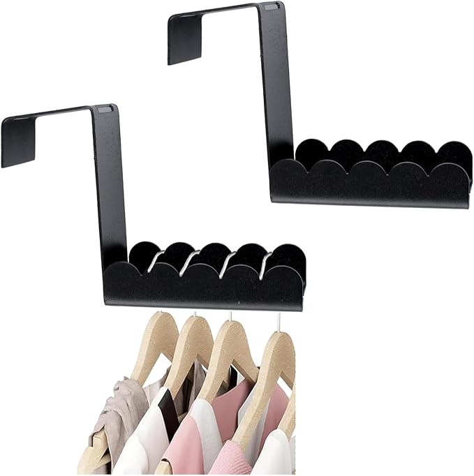 Double-Sided Over Door Coat Rack, 2Pcs Rustproof Iron Door Hooks Over Door Coat Hangers for Saving Home Space(Black)