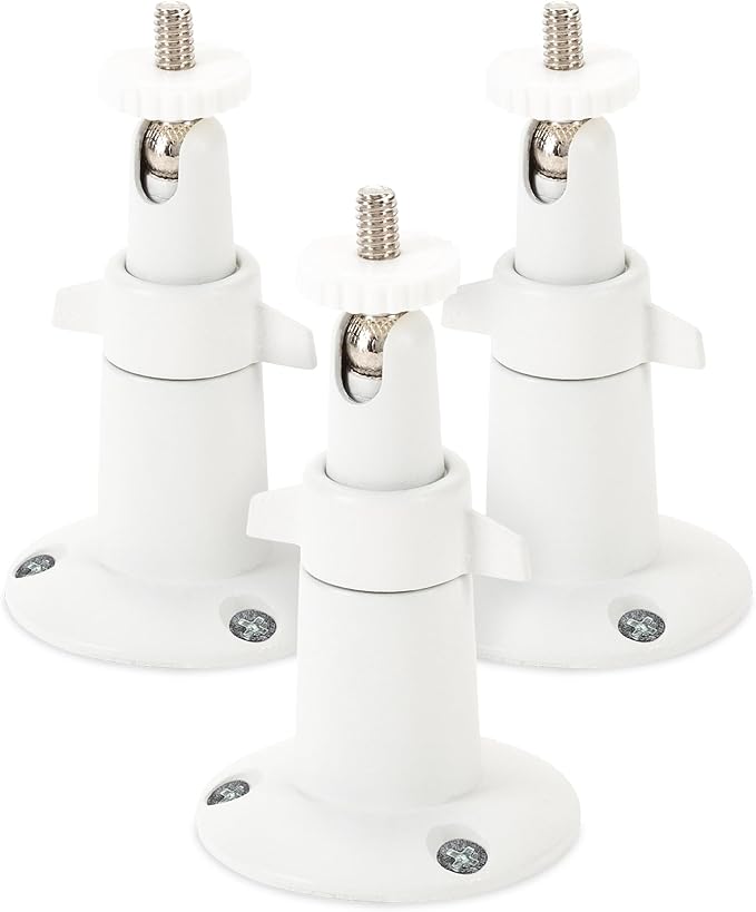 Wasserstein Adjustable Metal Wall Mount for Arlo Essential 3rd Gen/2nd/1st/Go 2/Arlo Pro (6th Gen)/Pro 5S 2K/Pro/4/3/Ultra (3rd Gen)/Ultra 2/Ultra & Ring Stick Up Cam (Battery/Plug-In) (3-Pack, White)