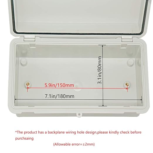 Zulkit Junction Box ABS Plastic Dustproof Waterproof IP65 Electrical Boxes Hinged Shell Outdoor Universal Project Enclosure with 2 Cable Glands 7.9 x 3.9 x 2.8 inch (200x100x70mm)