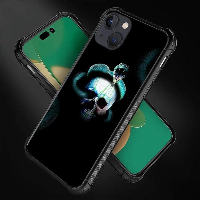 for iPhone 13 Case, Skeleton Winding Snake Pattern Graphic Design Girl Boy Soft Silicone Hard Acrylic Shock Protection for iPhone 13