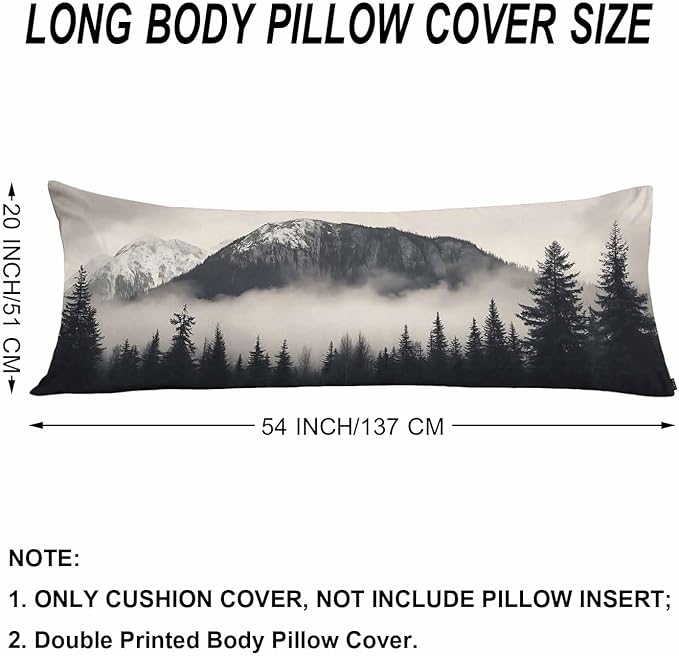 Forest Rectangle Body Pillow Covers Foggy Forest Mountain Winter 20"X54" Couch Pillow Body Pillowcase Decorative Home Body Pillows Bedding Pillow Cushion Covers for Sofa Car Shop