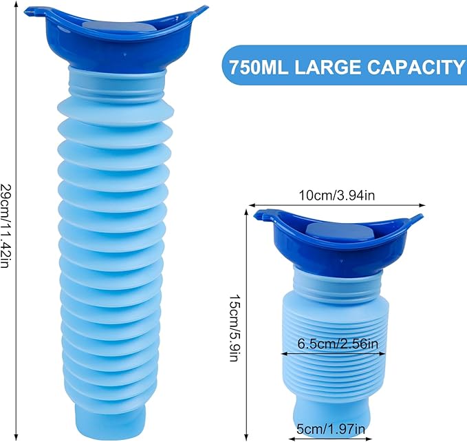 Pee Bottles for Men, Portable Urinal for Men, Collapsible Urine Bottle 750ML, Car Urinals for Men and Women, Emergency Urinal Shrinkable Pocket Toilet for Travel, Camping, Traffic Jam, Road Trips