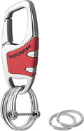 Keychain with Carabiner Clip, 4 Heavy Duty Key Rings and D Ring for Men's Car Key Fob Holder Fits Belt Loops