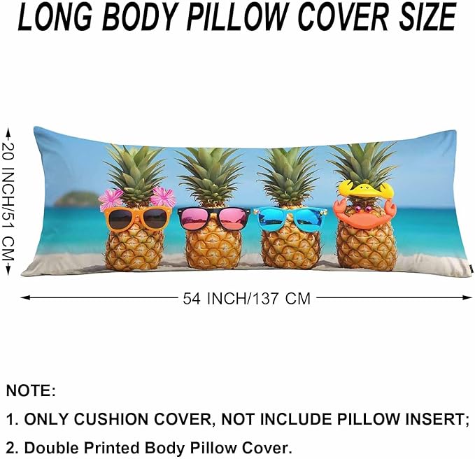 Pineapple Decorative Home Pillow Covers, Beach Pineapples Long Body Pillow Cover Sleeper Pillow Cushion Cover Bedding Body Pillowcase for Man Woman Sofa Patio Shop 20x54 Inch