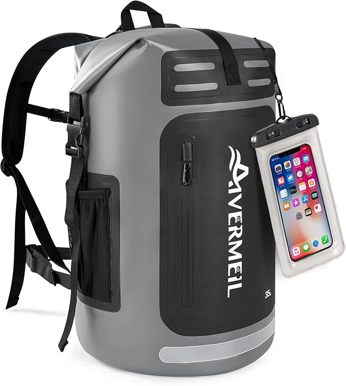Waterproof Dry Bag with Waterproof Phone Case Grey