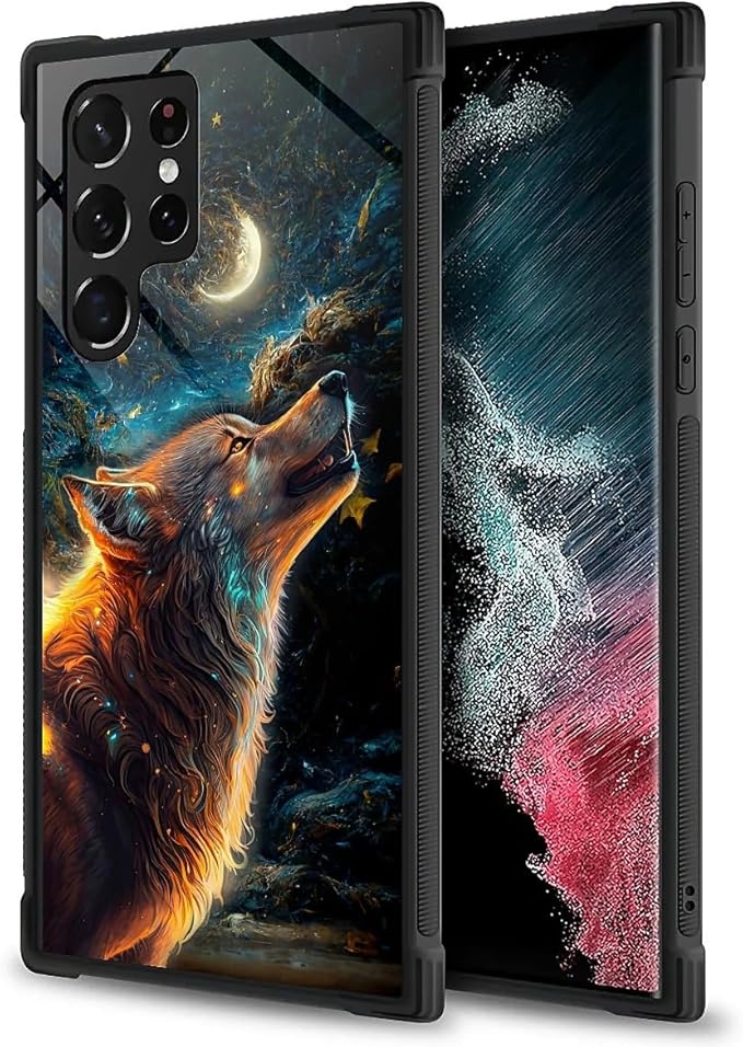 for Samsung Galaxy S23 Ultra Case, Star Cave Hungry Wolf Pattern Graphic Design Girl Boy Soft Silicone Hard Acrylic Shock Protection for Samsung Galaxy S23 Ultra