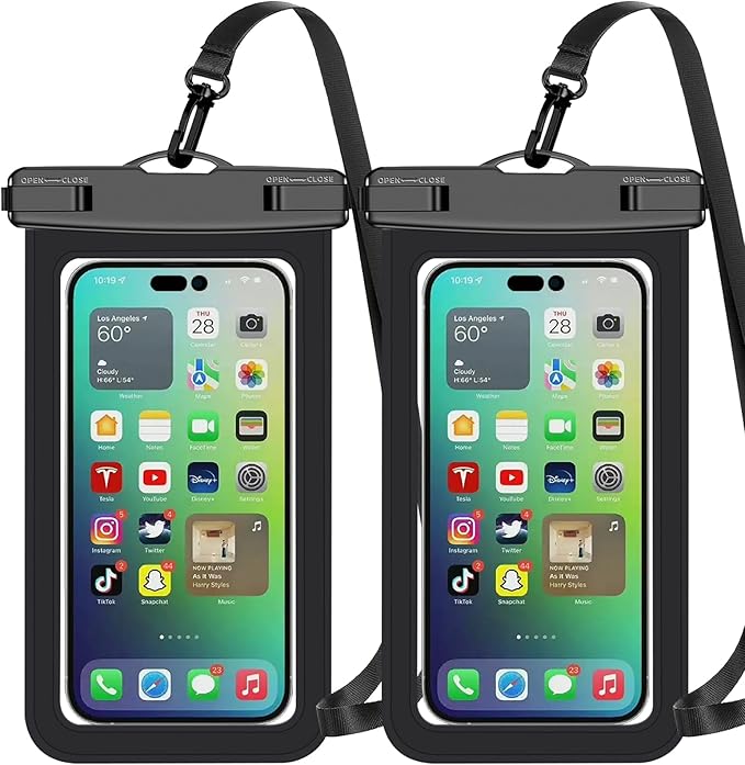 2 Pack Black Universal Waterproof Phone Pouch, Large Phone Waterproof Case Dry Bag,Protection Level: IP68,Outdoor Sports for Apple iPhone,Samsung,and More,(Fits Up to 8.3”),Black