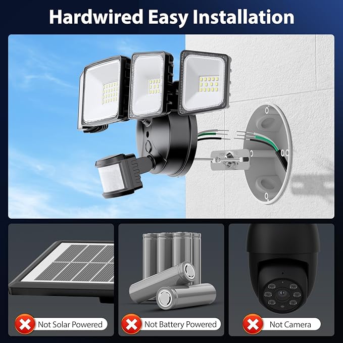 Onforu 7000LM 70W Motion Sensor Outdoor Lights, 5 Head Flood Lights Outdoor Hardwired, IP65 Waterproof LED Security Light, 6500K Dusk to Dawn Outdoor Lighting, Floodlight for Garage, Yard, Driveways