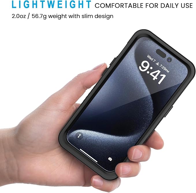 Lanhiem Magnetic for iPhone 15 Pro Case, Waterproof Dustproof Cover [Built in Screen Protector] [Compatible with MagSafe], Full Body Heavy Duty Phone Case for iPhone 15 Pro - 6.1” (Black)