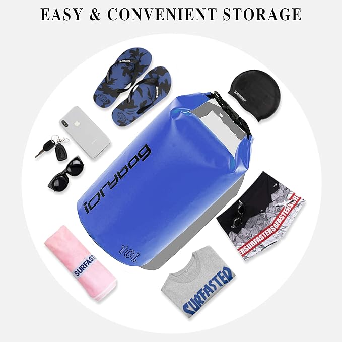IDRYBAG Dry Bag for Kayaking Waterproof 2L/5L/10L/15L/20L, Small Dry Sack Waterproof Bag for Boating
