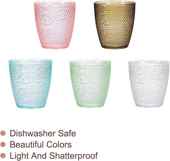 uxcell 7oz Acrylic Drinking Glasses, 4Pcs Plastic Reusable Tumblers Drinkware Unbreakable Water Glasses Cup Stackable & Dishwasher Safe for Home Outdoors Restaurant, Pink