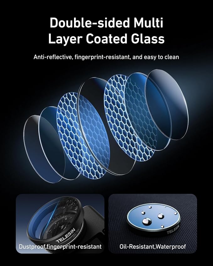 TELESIN LPR Light Pollution Reduction Filter for DJI Osmo Action 6, Night Clear Filter, Reduce Light Pollution, Enhance Stars & City Night Shots, HD Optical Glass, Nano Multi-Coated