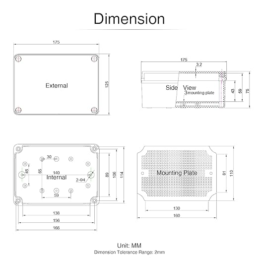 QILIPSU Outdoor Junction Box IP67 Waterproof Project Box ABS Plastic Weatherproof Electrical Enclosure Gray Cover (6.9"x4.9"x3")