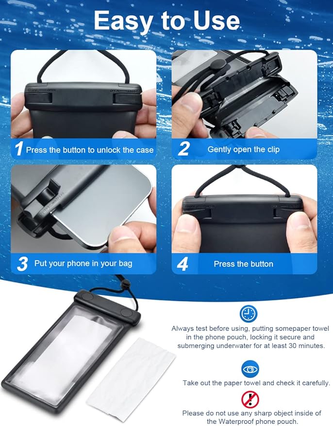 wellhouse 3D Waterproof Phone Pouch with Lanyard,Premium TPU100FT Deep Waterproof Phone Case for iPhone 17 16 15 14 13 12 Pro Max XS Samsung,Snorkeling, Surfing, Kayaking,Skiing,Hot Springs