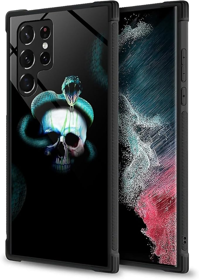 for Samsung Galaxy S23 Ultra Case, Skeleton Winding Snake Pattern Graphic Design Girl Boy Soft Silicone Hard Acrylic Shock Protection for Samsung Galaxy S23 Ultra