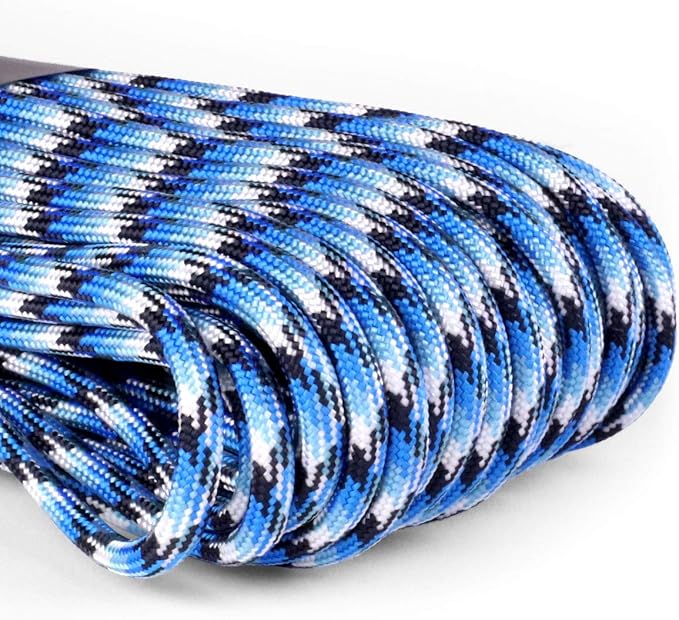 Atwood Rope MFG 550 Paracord 100 Feet 7-Strand Core Nylon Parachute Cord Outside Survival Gear Made in USA | Lanyards, Bracelets, Handle Wraps, Keychain (Blue Snake)