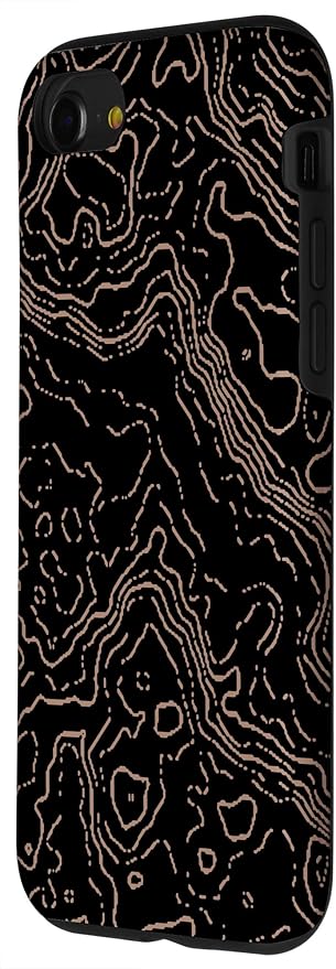 Topography Black & Brown Abstract Pattern Topographic Map Case for iPhone SE (2020) / 7 / 8