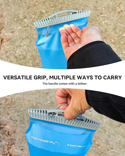 3L Gravity Fed Water Bag, Collapsible Portable Hydration Reservoir Compatible with 42mm Water Filter Cartridge for Camping, Hiking, Backpacking