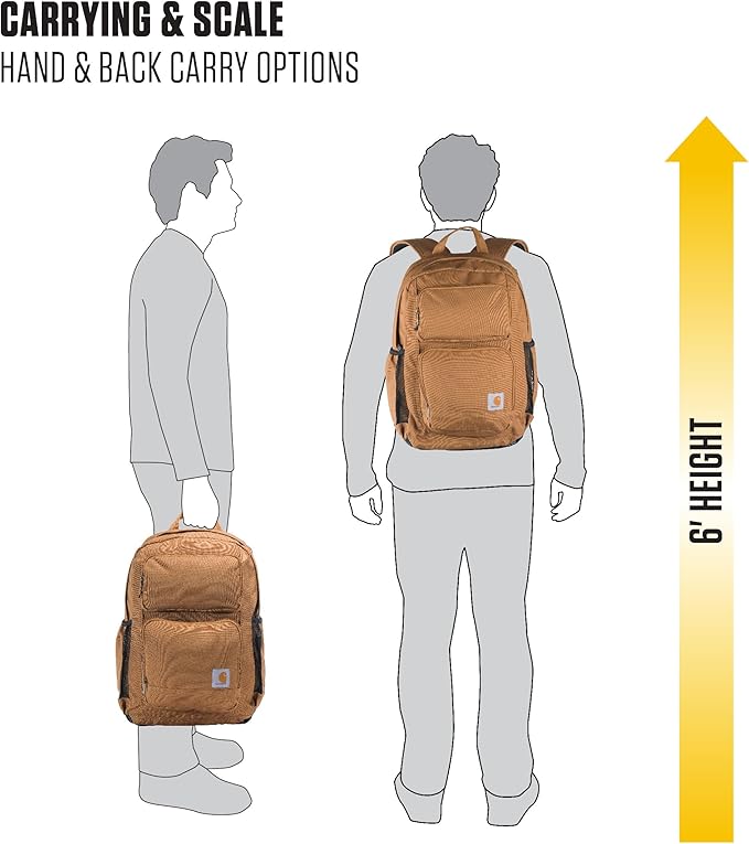 Carhartt 28L Dual-Compartment Backpack, Durable Pack with Laptop Sleeve and Duravax Abrasion Resistant Base, Black