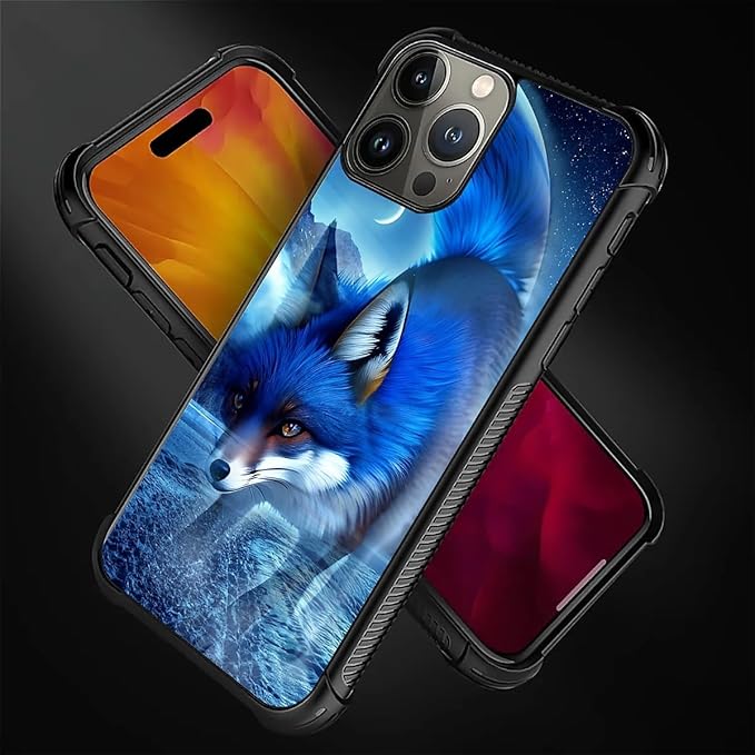 for iPhone 16 Pro Case, Snowy Mountain Fox Lake Pattern Graphic Design Girl Boy Soft Silicone Hard Acrylic Shock Protection for iPhone 16 Pro