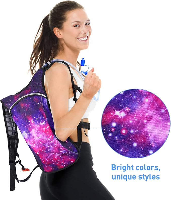 Rave Hydration Pack, Hydration Backpack with 2L Hydration Bladder, Festival Essential Water Backpack for Hiking, Running, Cycling, and Music Festivals
