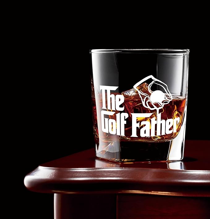 Nogrit Father's Day Golf Gifts Whiskey Glasses 10 oz, Dad Grandpa Papa Golf Gifts for Father's Day, Golfers Old Fashioned Rocks Glasses for Men Golfers Drinking Cocktail Scotch Vodka Tequila Rum