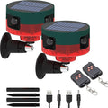 2Pack Solar Sensor Security Alarm Lights Outdoor,WONFAST 360° Motion Detector LED Flashing Strobe Light Warning Lamp Built-in 13Sounds,129db Loud Siren Sound for Home Farm Barn Villa Yard(Red)