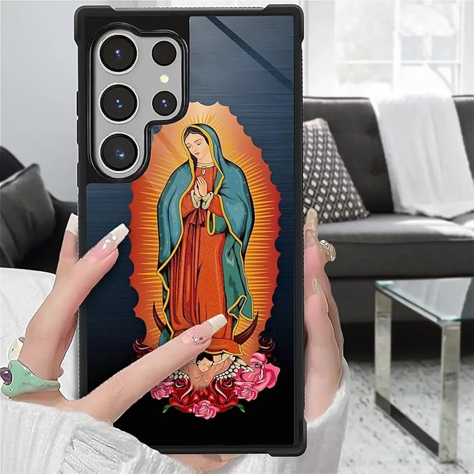 for Samsung Galaxy S26 Ultra Case,Graphic Design for Girl Boy Soft Silicone Hard Acrylic Shock Protection Designed for Samsung Galaxy S26 Ultra Red Virgen Guadalupe Pattern