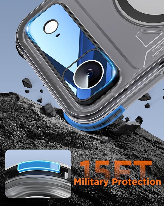 for iPhone Air Waterproof Case with Magsafe, Built-in [Camera & Screen Protector] [Lanyard], IP68 Water Proof Full Body Dustproof Heavy Duty Frosted Protective Phone Cover, 6.7" Black