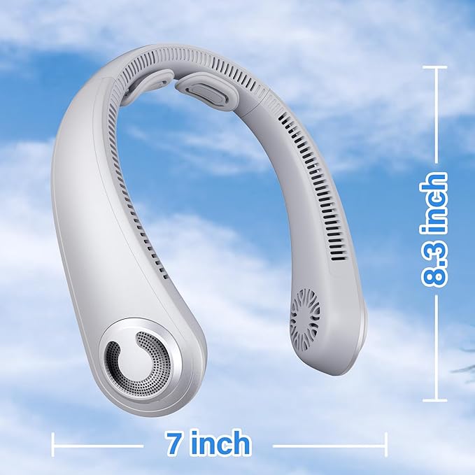 Portable Lightweight Neck Fan with Neck Support, Birthday Gifts for Men Women Dad Mom, Rechargeable Personal Wearable Cooling Neck Fans for Hot Flashes, Disneyland, Travel, Camping Essentials