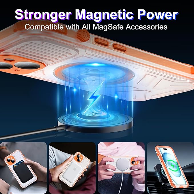2025 New Magnetic Case for iPhone 15 Case Waterproof, Built-in Screen Protector & Camera Protector [Compatible with MagSafe] [IP68 Waterproof] [Dustproof] Full Body Shockproof Phone Case 6.1"