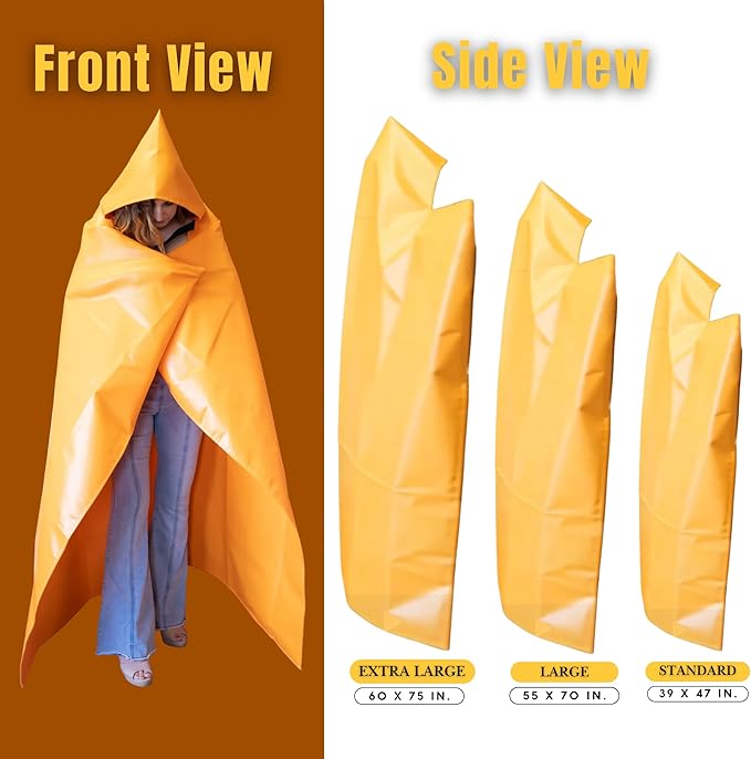 Fire Blanket -Certified 1200F Extra Thick, Glow In The Dark Fireproof Emergency Supplies. 500gsm, 0.5mm Thick Fire Blankets Emergency For Home. Emergency Blanket with Cape and Hood 47"x39" By Supa Ant