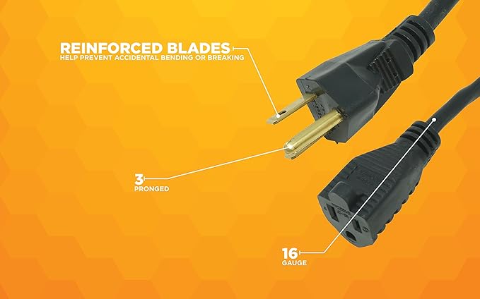 Woods Extension Cord | 15 Foot | Black | Pack of 4