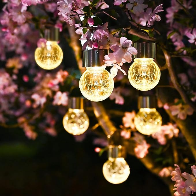 SOLPEX 12 Pack Hanging Solar Lights Outdoor,Solar Outdoor Lights Decorative, Solar Powered Waterproof Light, Hanging Globe Light for Garden, Yard, Patio, Lawn, Flower Bed(Warm White)