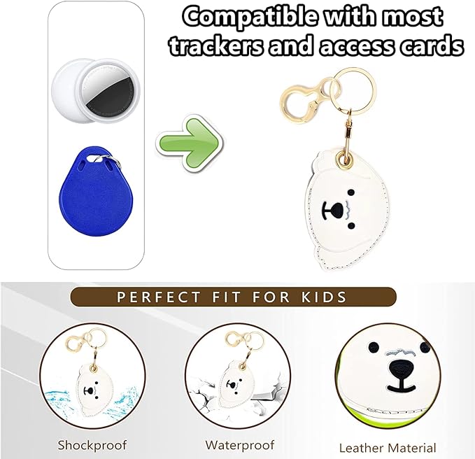 Leather Keychain Holder Case Compatible with AirTag,Cute air tag Cover with Keychain Ring,GPS Tracker Case for Keys
