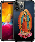 for iPhone 15 Pro Case, Red Virgen Guadalupe Pattern Graphic Design Girl Boy Soft Silicone Hard Acrylic Shock Protection for iPhone 15 Pro