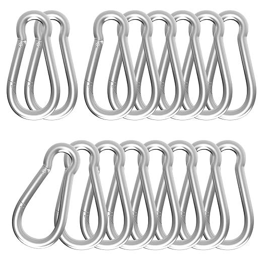 Carabiner, Heavy Duty Galvanized Steel Spring Snap Hook Carabiner Clips with 260LBS Holding Capacity, Ideal for Outdoor, Hammock, Swing and Travel (M6 2.35Inch, 15PCS)