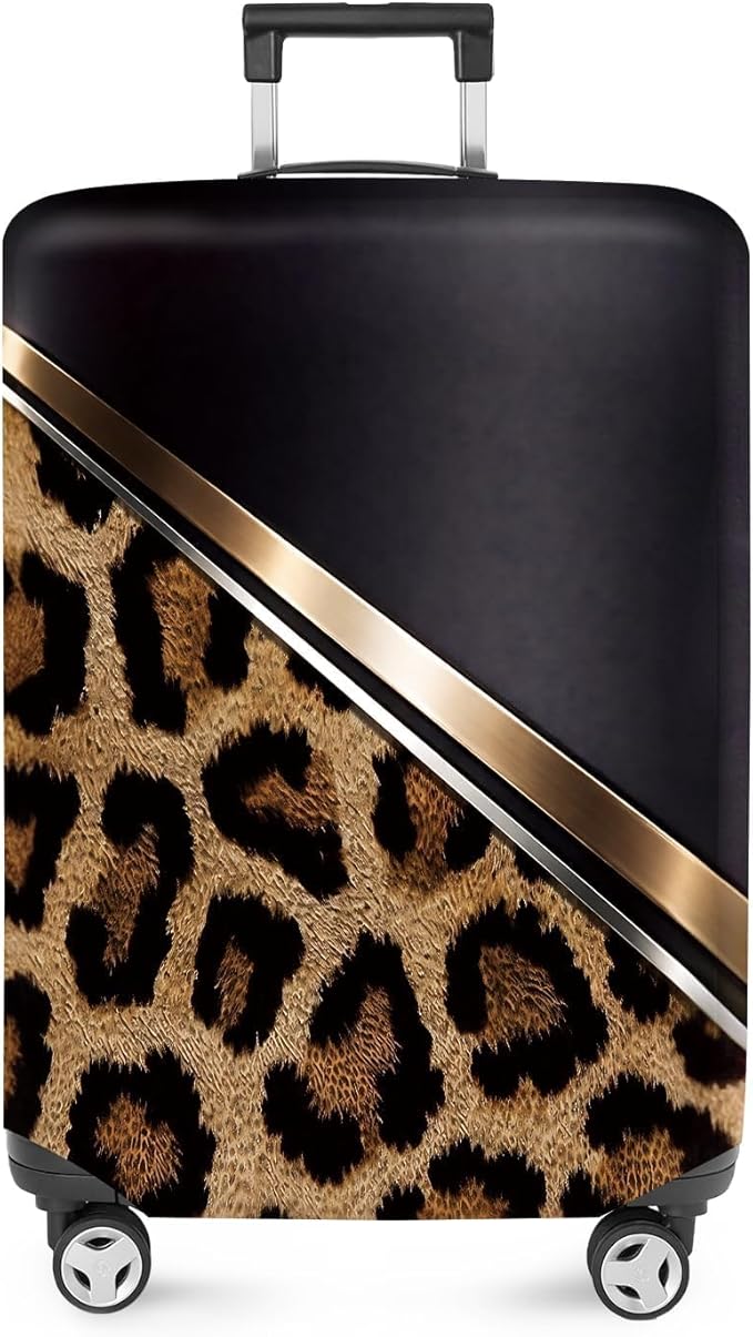 ANNA QUEEN Leopard Print Luggage Cover, Luxury Animal Pattern Suitcase Protector for 28-30 Inch Travel Bags