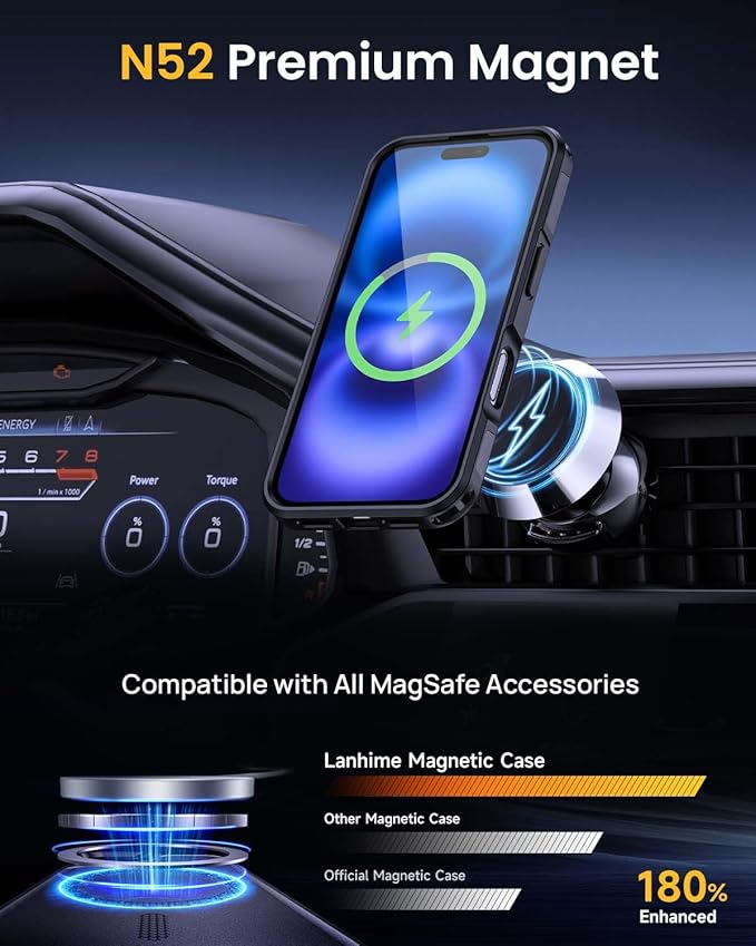 Lanhiem Magnetic for Samsung Galaxy S25 S24 Phone Case with Tempered Glass Screen Protector, Shock Absorption, Anti-Scratch Shockproof Case Cover for Samsung S25 S24, Black
