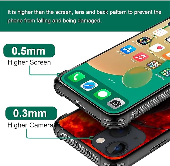 for iPhone 13 Case, Death by The Red Moon Pattern Graphic Design Girl Boy Soft Silicone Hard Acrylic Shock Protection for iPhone 13