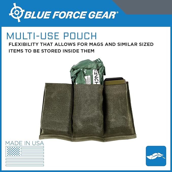 Blue Force Gear - Single Magazine Pouch - MOLLE Tactical Mag Holder - Airsoft & Tactical Accessories - Stackable Pouches for Duty Belt, Vest, or Plate Carrier - 3.5 x 5.5 x .13 Inches