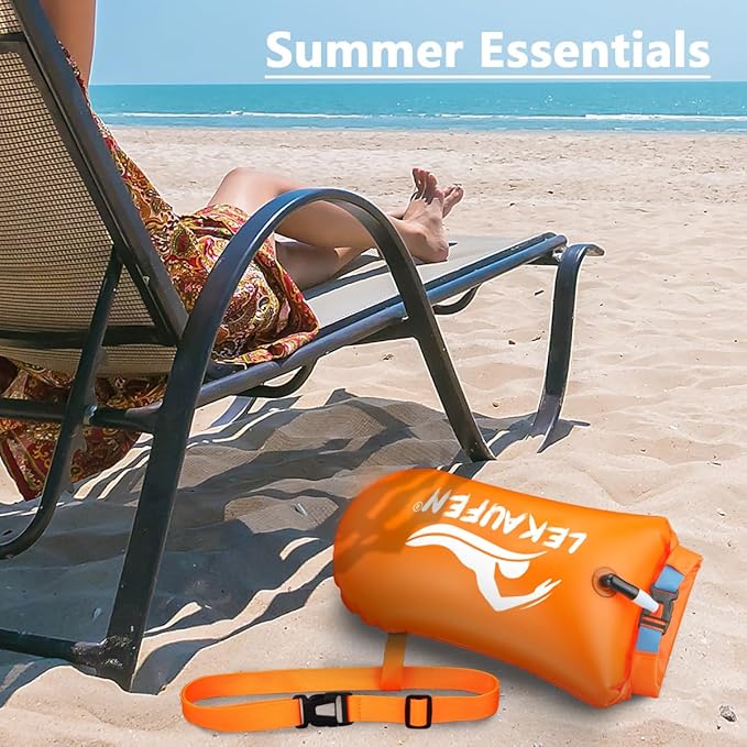 Swim Buoy for Open Water 2 Pack, 20L Swim Safety Float Waterproof Dry Bag for Swimmers Triathletes Kayakers Snorkelers, Swimming Pull Buoy for Safer Swim Training (Orange & Pink)