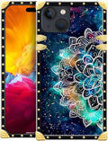 Compatible with iPhone 15 Case, Starry Sky Colourful Mandala Luxury Golden Decoration for Girl Women Soft TPU Shockproof Protective Hard PC Back for iPhone 15