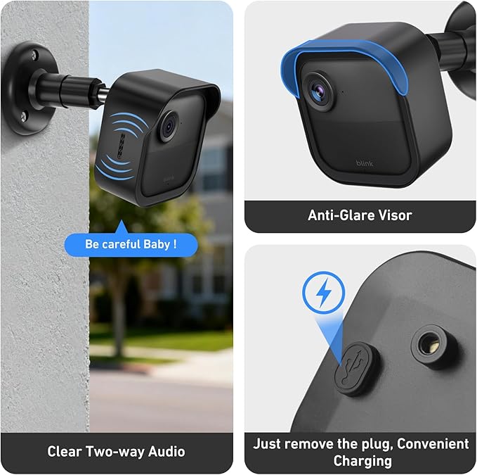 Blink Outdoor Camera Wall Mount Compatible with 2K+ & 4th Gen,3 Pack Weatherproof Protective Housing,360 Degree Adjustable with Blink Sync Module Core Outlet Mount for Blink Camera System